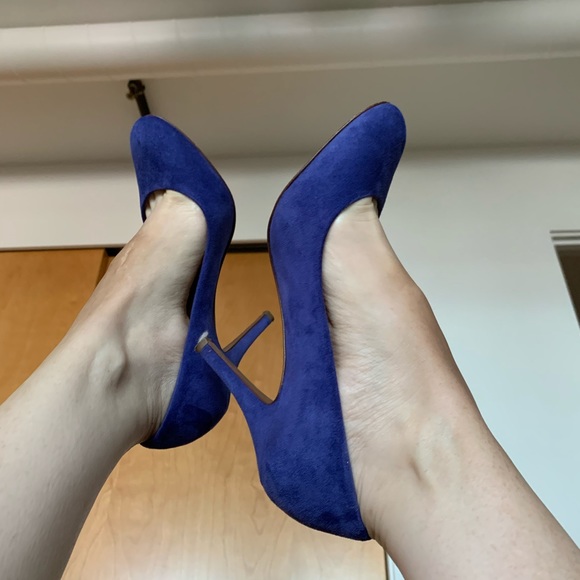 J. Crew Iris Blue Leather Suede Pump Stiletto Heel - Picture 15 of 15